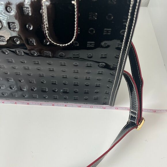 Arcadia Handbag Women Black Red Patent Leather StructuredShoulder Strap Business - Picture 8 of 10